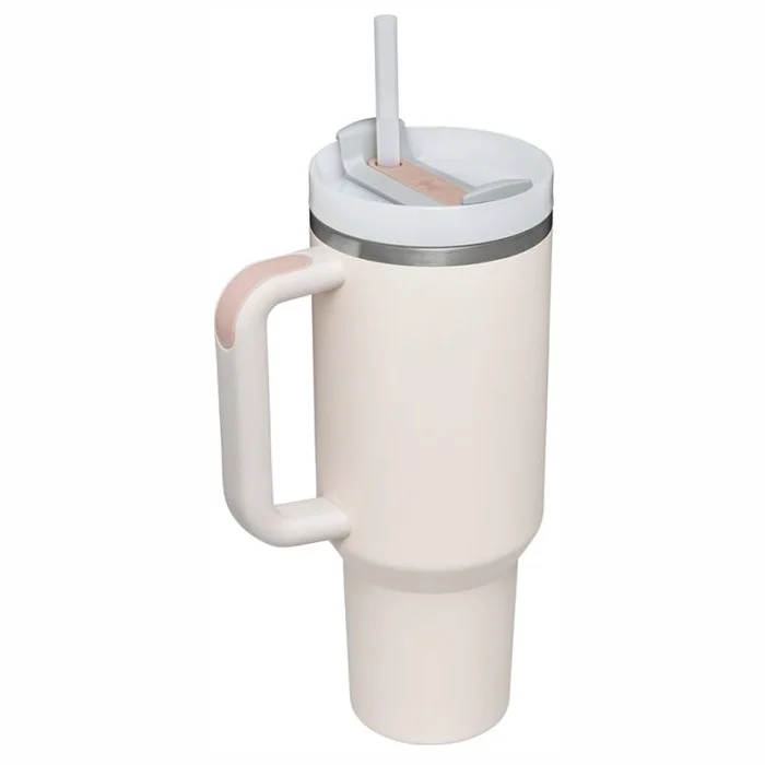 Termokrūze ar salmiņu Stanley The Quencher H2.O FlowState Tumbler 1.18l Light Pink